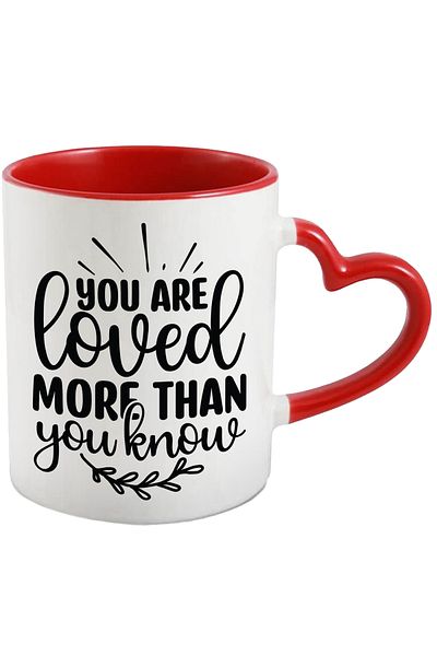 StoryGift Romania Mug for a girlfriend with the text "You are loved more than you know" with Ini Handle, With, STG.