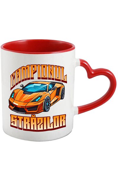 StoryGift Romania Cana Campionul Strazilor Masina De Curse Portocalie Viteza, 330ml, Ceramica Cu M, Cu ,stg