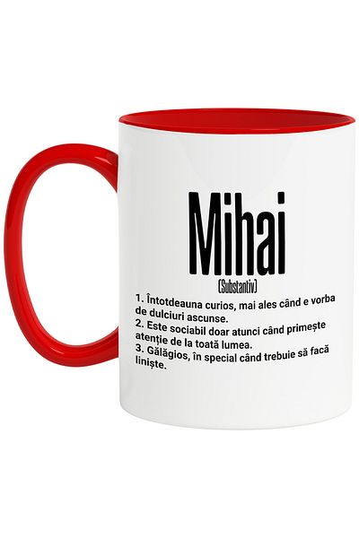 StoryGift Romania Mug With The Name Mihai, With Funny Message, Curious, Sociable, Noisy, 330ml, Ceram, With ,STG