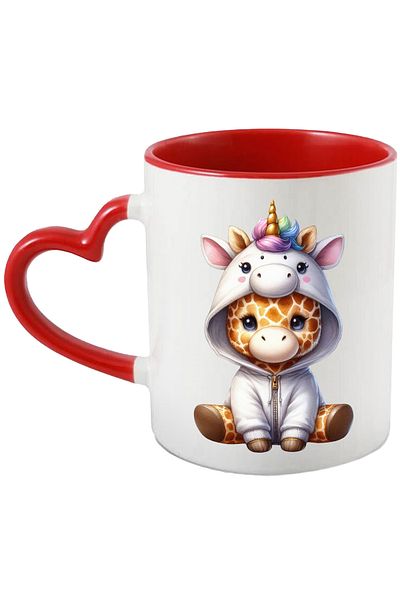 StoryGift Romania Mug with a baby giraffe, illustration, unicorn costume, for children, joy, , With ,STG .