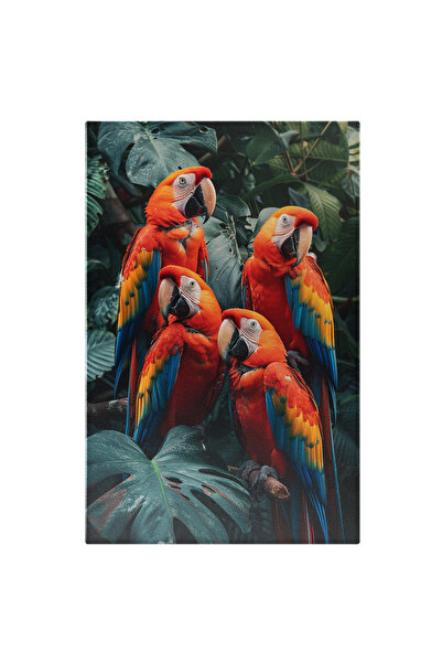 StoryGift Romania Tablou Canvas Întâlnirea Papagalilor Pe Creanga Filodrendon...