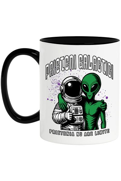 StoryGift Romania Astronaut and alien mug Galactic friends. friendship has no limits, 330, Cu,STG.
