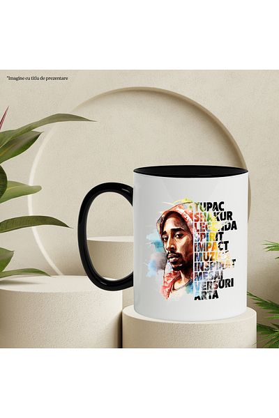 StoryGift Romania Mug With Tupac, Music, Singer, Hip Hop, Art, Message, Multicolor 330 ml, Ceramics, With