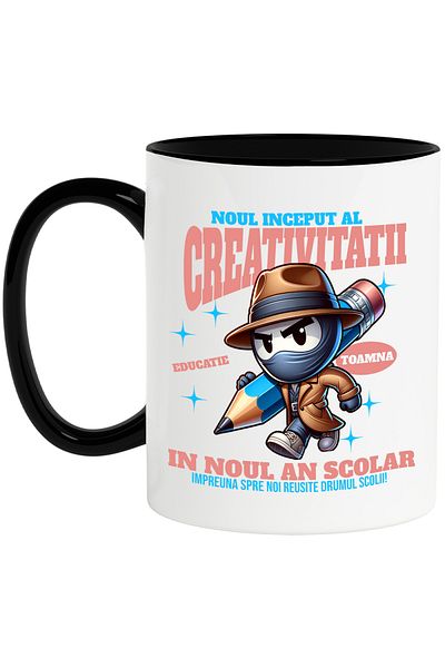 StoryGift Romania Mug the new beginning of creativity-in the new school year, 330ml, Ceramic with N Handle, With, STG