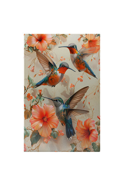 StoryGift Romania Tablou Canvas Păsări Colibri Sorbind Nectar Din Flori Roz -...