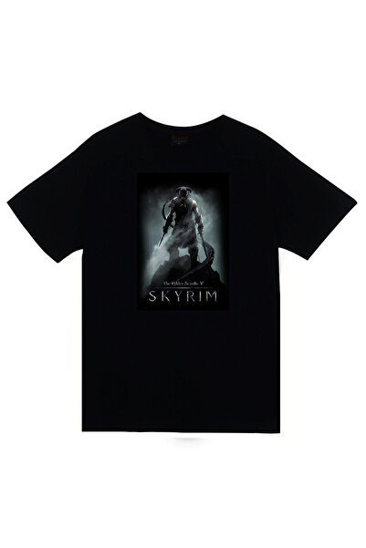 fame-stoned Skyrim igra Štampano uniseks 100% pamuk crna T-shirt