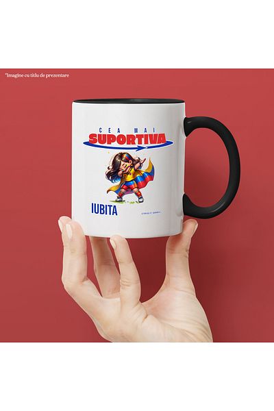 StoryGift Romania Most Supportive Beloved Fan Mug No. 1, 330ml, Ceramic with Black Handle, With Black Handle, STG