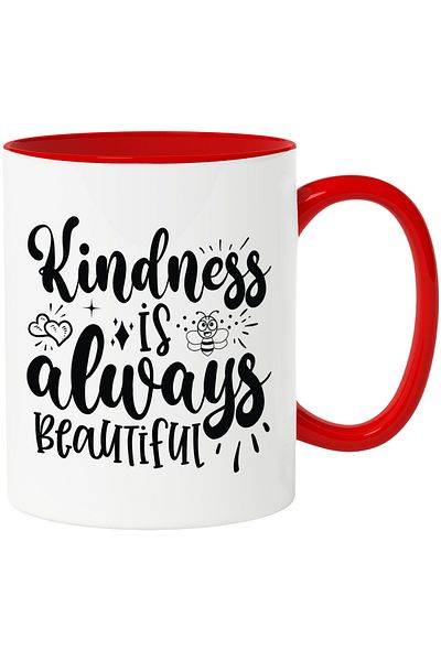 StoryGift Romania Mug with the text "Kindness is always beautiful" - understanding aid with Maner Rosu, Cu Man, STG.