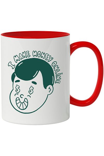 StoryGift Romania Mug With Message In English I Make Money Online, Head, Dollars, Eyes, Multicolor 330 , With ,STG