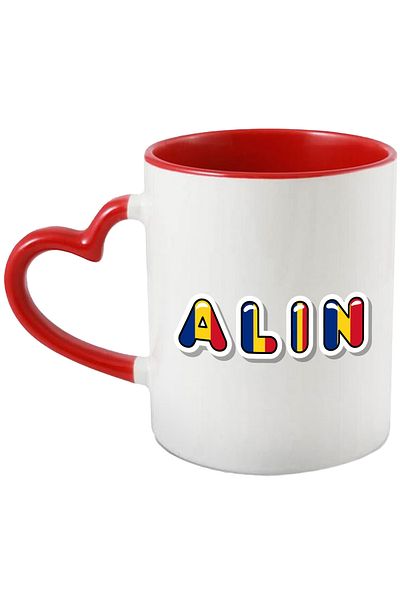 StoryGift Romania Mug With Name Alin, Romania, Supporter, Romanian Flag, Patriot, 330ml, Ceramics, With,STG