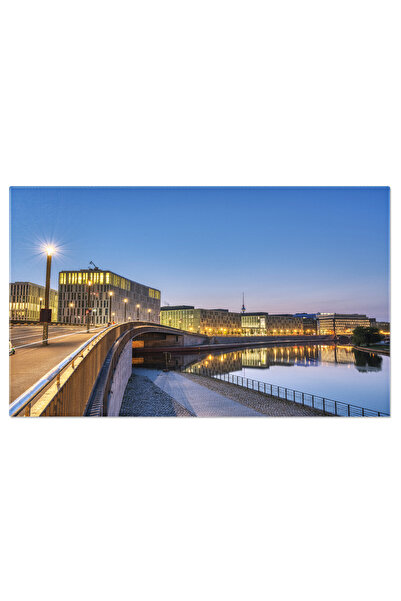 StoryGift Romania Tablou Canvas 140 x 90CM Zori pe Raul Spree in Berlin Berlin, rau, apus, peisaj urb,STG