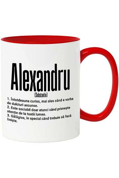 StoryGift Romania Mug With The Name Alexandru, With Funny Message, Curious, Sociable, Noisy, 330ml, C, With,STG