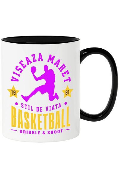 StoryGift Romania Mug with Human Silhouette Sports Jumping Basketball Lovers Motivational Dreaming, With ,STG.