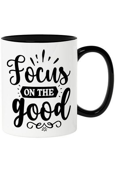 StoryGift Romania Mug with the text "Focus on the good" - focus on what is good with Handle N, Cu, STG