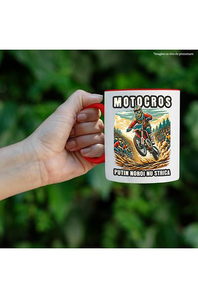 StoryGift Romania Motocross Mug A Little Mud Doesn't Hurt the Race Speed, 330ml, Ceramic with Red Handle, With Ma,STG