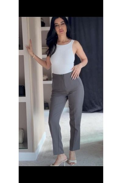 BELLİZZİ Women's Flannel Pocket Double Fabric Palazzo Trousers