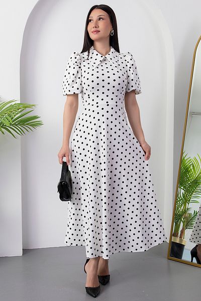 PULLIMM Collared Polka Dot Dress Ny4535
