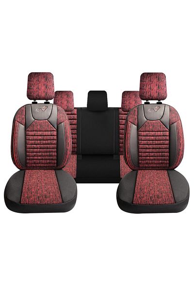 Panda Set Huse Auto Panda Kas,textil cu piele ecologica,pentru bancheta rabatabila,visiniu-negru