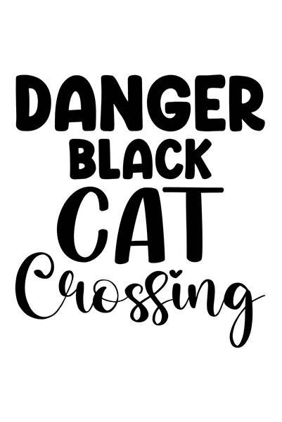 StoryGift Romania Sticker Autocolant 70CM Exterior cu textul in engleza "Danger, black cat crossing" - Pericol,