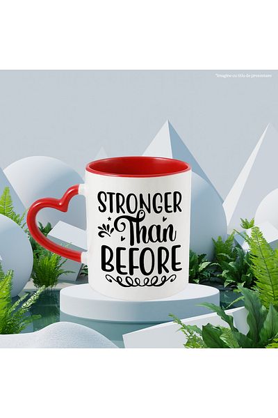 StoryGift Romania Mug with hearts and the text "Stronger than before" - stronger than before, With,STG