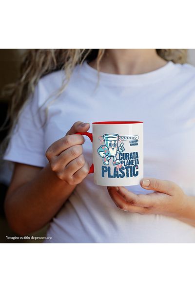 StoryGift Romania Plastic Planet Clean Mug, Recycling Trash Can, 330ml, Ceramic with R Handle, With, STG.