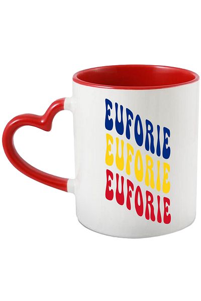 StoryGift Romania Mug The Word Euphoria, in the Colors of the Romanian Flag, Red, Yellow, Blue, T, With, STG
