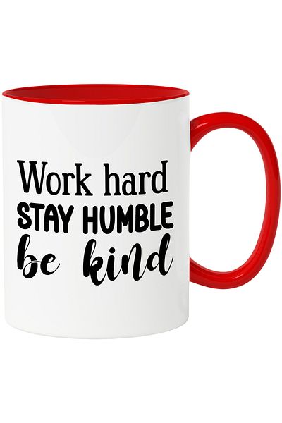 StoryGift Romania Mug with the text in English "Work hard, stay humble, be kind" - work hard, With,STG.