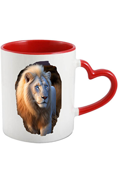 StoryGift Romania Cana cu Portret Leu Frumos, cu Coama Blonda, Mare, Leu cu O...