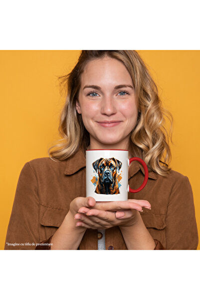 StoryGift Romania Dog Mug, Geometry, Paint Drops, Illustration, Multicolor 330 ml, Ceramics, With ,STG