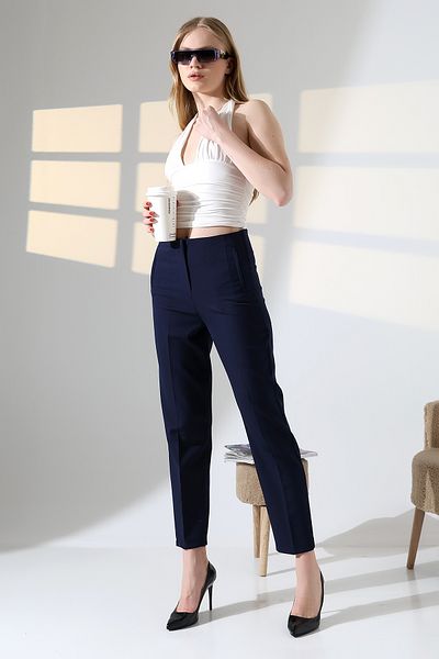 ZEYCEN Women's High Waist Lycra Double Fabric Fileto Pocket Pants