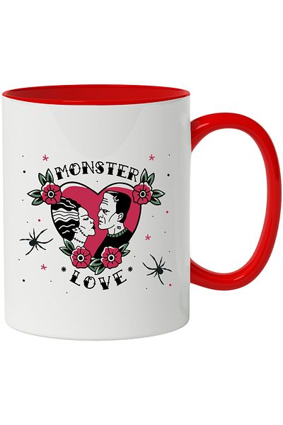 StoryGift Romania Mug With Message In English Monster Love, Frankenstein, Multicolor 330 ml, Ceramic, With ,STG