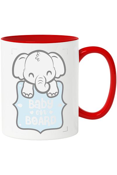 StoryGift Romania Mug With Text in English Baby on Board, Children, Newborn, Ceramic, 330ml, with Man, with, STG