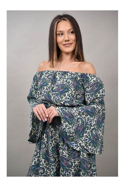 sweet girl Veronica Green Long Sleeve Crop Top And Pants Set S-m