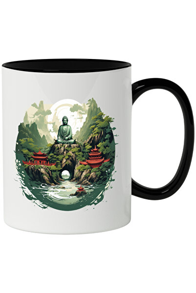 StoryGift Romania Cana Cu Buddha, Cer, Stanci, Lac, Templu, Padure, Multicolo...