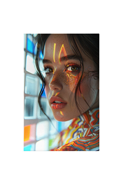 StoryGift Romania Tablou Canvas: Cute Sexy Girl Cu Ochii Verzi Si Buze Mari C...
