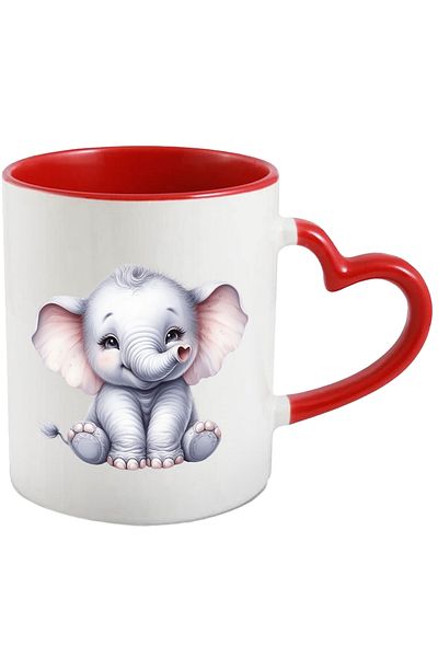StoryGift Romania Mug with a cheerful baby elephant | heart-shaped trunk | happiness | nature, With ,STG