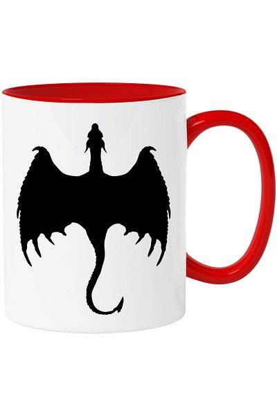 StoryGift Romania Mug with a dragon from stories - the mythical creature with a red handle, with a red handle STG, STG, STG
