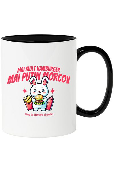 StoryGift Romania Rabbit mug for fun time and fast food snacks, 330ml, Ceramic with Handle Ne, Cu, STG
