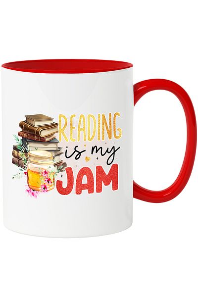 StoryGift Romania Mug with the message "Reading is my jam", sweetness, book, illustration, literature, ci, With ,STG