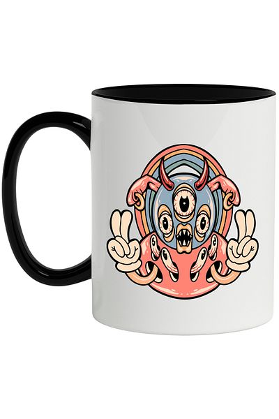 StoryGift Romania Mug With Alien, Hallucination, Eyes, Gloves, Earrings, Horns, Rainbow, Lot, With, STG
