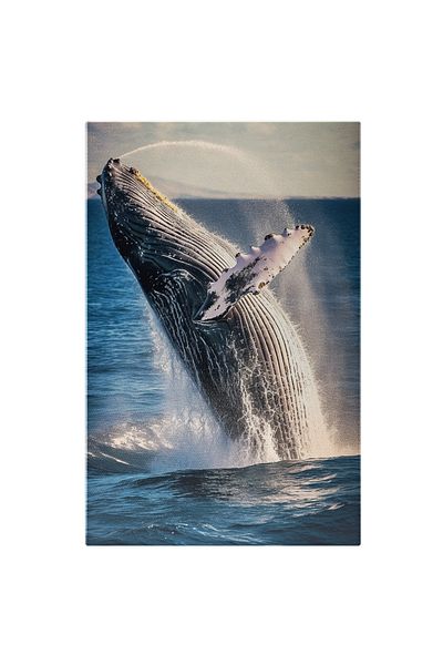 StoryGift Romania Tablou Canvas: Fotografie Cu O Balena Care Face O Rasucire - Jucausa Apa Pictura Digitala