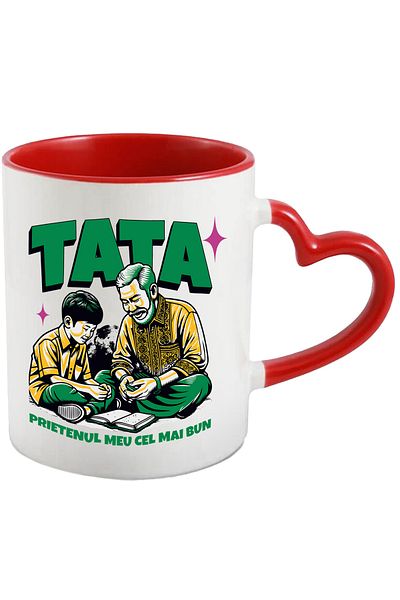 StoryGift Romania Dad best friend family love mug, 330ml, Ceramic with Red Heart Handle, With,STG.