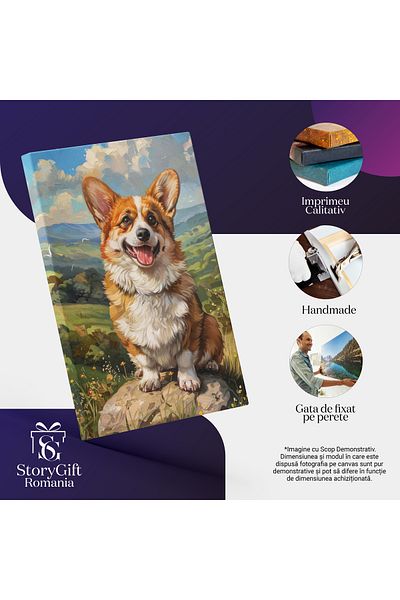 StoryGift Romania Canvas Print Little Dog with Big Ears and Red Fur with Big Happy Eyes and Mouth