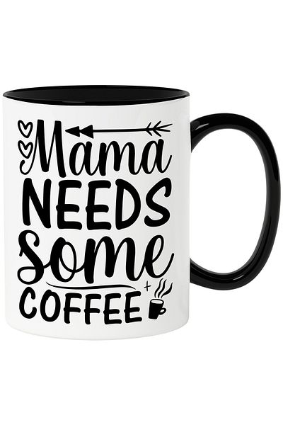 StoryGift Romania Mug with hearts and the text "Mama needs some coffee" - mom needs some coffee, With,STG