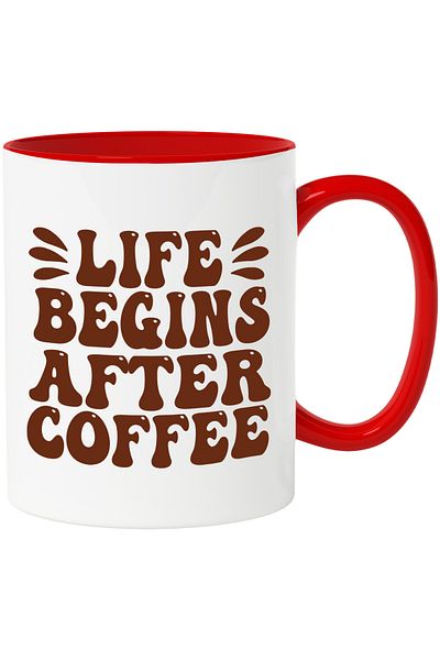 StoryGift Romania Mug with the text in English "Life begins after coffee" - life begins after coffee c, Cu,STG.