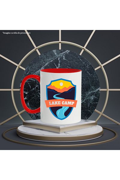 StoryGift Romania Mug With Message In English Lake Camp, Sunset, River, Camp, Mountain, Lake, Multicolor 33, With