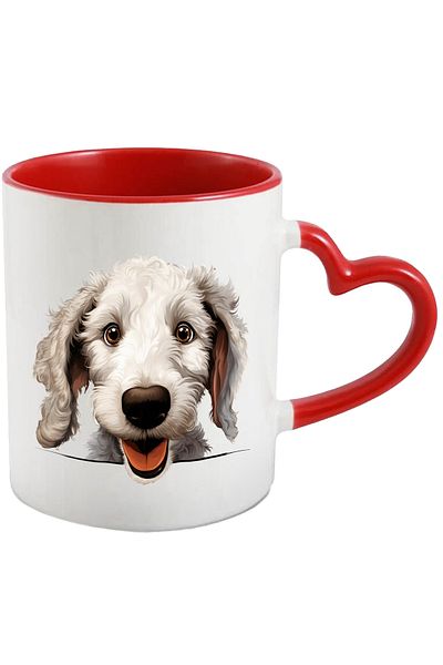 StoryGift Romania Mug with a white puppy | furry | illustration | he's energetic | he feels like walking, With ,STG