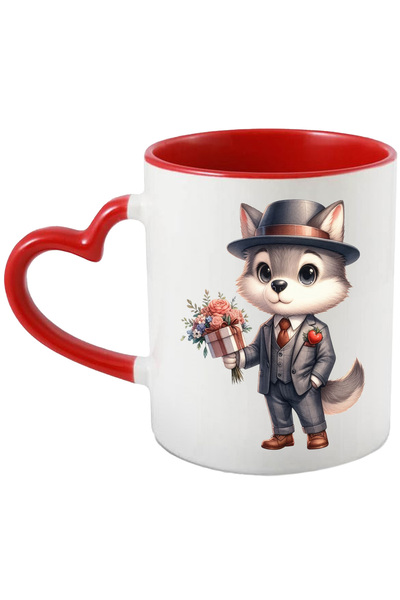 StoryGift Romania Cana cu un lup la costum, ilustratie, palarie, cadou, buche...