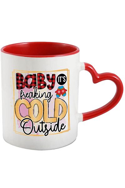 StoryGift Romania Mug with the message "Baby, it's freaking cold outside", Merry Christmas, illustration,, With ,STG .