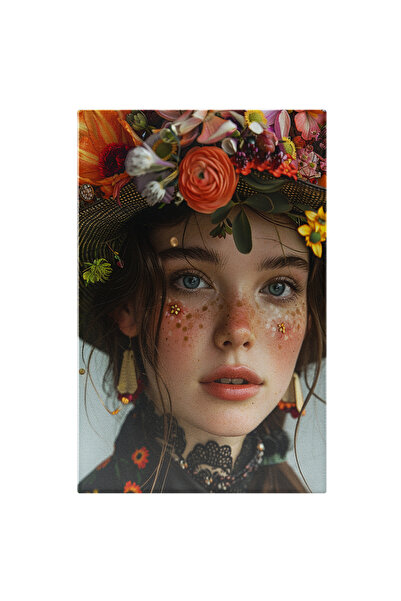 StoryGift Romania Tablou Canvas: Fata Cu Pălărie Împodobită Cu Flori - Frumus...